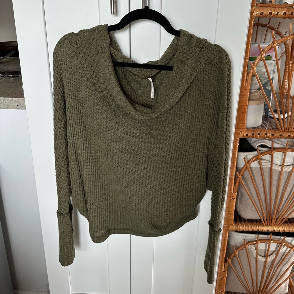 Free people green swoop neck sweater size small